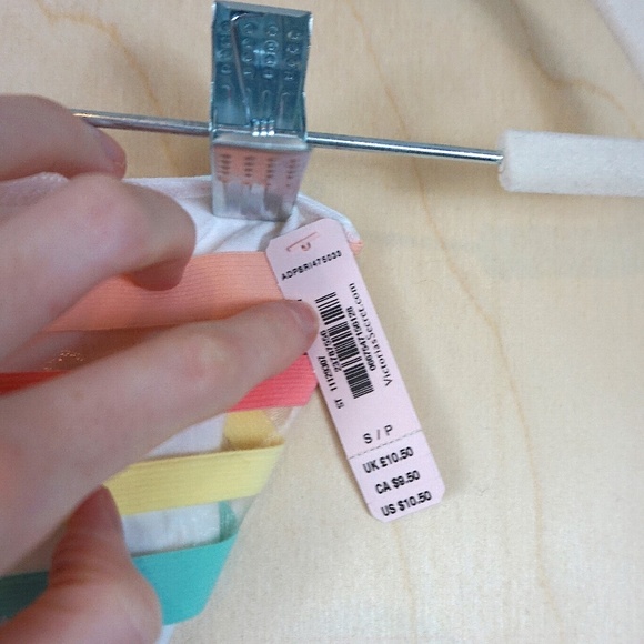 NWT Victoria's Secret White Underwear with Rainbow Stripe Band - Picture 3 of 3